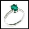 Image 1 : 18K WHITE GOLD EMERALD DIAMOND RING #1233440