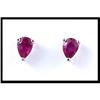 Image 1 : 18K White Gold Burmese Pear Shape Ruby Stud #1233443