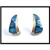 Image 1 : 14K Yellow Gold Opal Diamond Earrings #1233469