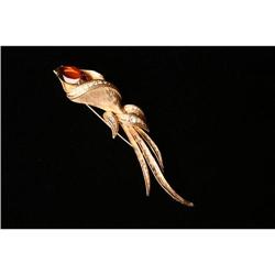 Swooping Goldtone and Amber Color Sara Coventry#1233595