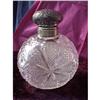 Image 1 : Vintage Cut Crystal Perfume Bottle Silver top #1233623