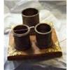 Image 1 : Desk Smoke Set Brass, Oak Tree Trunks Antique #1233783