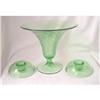 Image 1 : Fostoria Bowl and Candleholders in Green Swirl #1243142