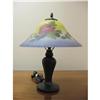 Image 1 : Beautiful Lamp W/ Floral Glass Lampshade #1243164