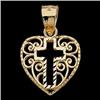 Image 1 : 14k Yellow Gold HEART CROSS Pendant.  #1243976