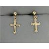 Image 1 : 14k Yellow GOLD Dangle CROSS EARRINGS #1244003