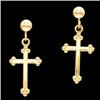 Image 1 : 14k Yellow Gold dangle Earrings CROSS #1244004