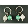 Image 1 : HOOP EARRINGS  PINK GREEN QUARTZ Dangles #1244046