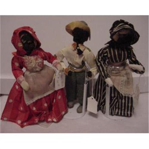 Doll Dried Apple Head Dolls Three Folk Art 1250562