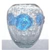 8.25? BLENKO 423 CRACKLE GLS BLUE WILD ROSE URN#1269603