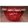 Image 1 : CRANBERRY Glass BOWL  Blown with SCALLOPPED Rim#1269809