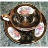 Image 1 : LEFTON Fancy Cup & Saucer BLACK & Gold FOOTED #1269839