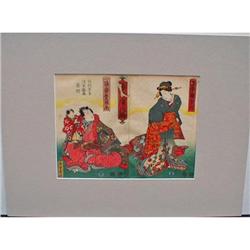 jAPANESE WOOD BLOCK PRINT TOYOKUNI C. 1860 #1270077