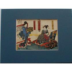 jAPANESE WOOD BLOCK PRINT TOYOKUNI C. 1860 #1270079