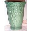 Image 1 : McCoy Matte Green Floral Footed Vase #1270147