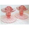 Image 1 : Pair Tiffin Pink Candle Holders Candlesticks #1270148