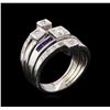 Image 4 : 0.82 ctw Diamond and Sapphire Stackable Ring Set - 14KT White Gold
