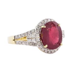 4.65 ctw Ruby and Diamond Ring - 14KT Yellow Gold