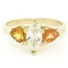 Image 2 : 14kt Yellow Gold 1.62 ctw Diamond and Yellow Sapphire 3 Stone Ring