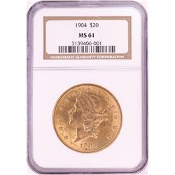 1904 $20 Liberty Head Double Eagle Gold Coin NGC MS61
