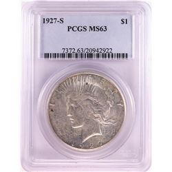 1927-S $1 Peace Silver Dollar Coin PCGS MS63