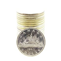 Roll of (20) Brilliant Uncirculated 1965 Canadian Silver Dollar Coins