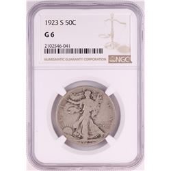 1923-S Walking Liberty Half Dollar Coin NGC G6