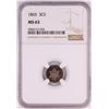 Image 1 : 1865 Three Cent Silver Piece Coin NGC MS63