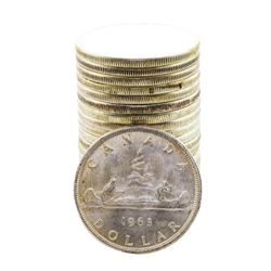 Roll of (20) Brilliant Uncirculated 1963 Canadian Silver Dollar Coins