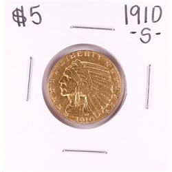 1910-S $5 Indian Head Half Eagle Gold Coin
