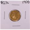 Image 1 : 1908 $2 1/2 Indian Head Quarter Eagle Gold Coin