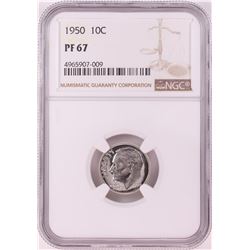 1950 Proof Roosevelt Dime Coin NGC PF67