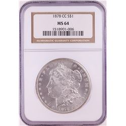 1878-CC $1 Morgan Silver Dollar Coin NGC MS64
