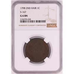1798 2nd Hair S-167 Draped Bust Large Cent Coin NGC G6 BN