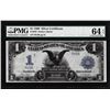 Image 1 : Low Serial # 1899 $1 Black Eagle Silver Certificate Note PMG Choice Uncirculated 64EPQ