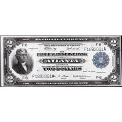 1918 $2 Battleship Federal Reserve Bank Note Atlanta Fr.764