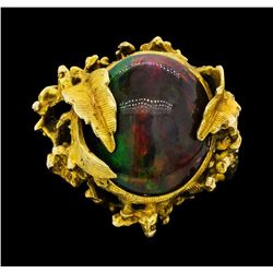 10KT Yellow Gold Ladies Black Opal Doublet Ring