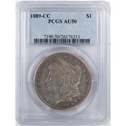 1889-CC $1 Morgan Silver Dollar Coin PCGS AU50