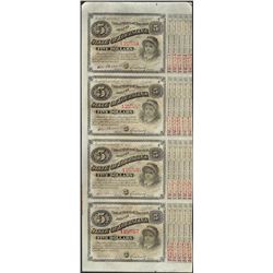 Uncut Sheet of (4) State of Louisiana Baby Bond Obsolete Notes