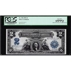 1899 $2 Mini-Porthole Silver Certificate Note Fr.258 PCGS Gem New 65PPQ