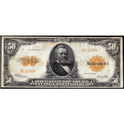 1922 $50 Gold Certificate Note