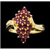 Image 1 : 14KT Yellow Gold Ladies 1.00 ctw Ruby Cluster Ring