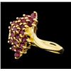 Image 2 : 14KT Yellow Gold Ladies 1.00 ctw Ruby Cluster Ring