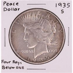 1935-S Four Rays Below One $1 Peace Silver Dollar Coin