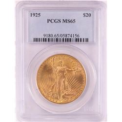 1925 $20 St. Gaudens Double Eagle Gold Coin PCGS MS65