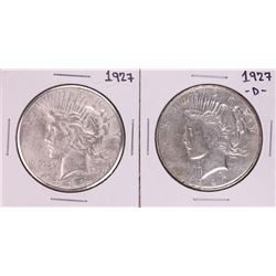 Lot of 1927 & 1927-D $1 Peace Silver Dollar Coins