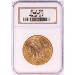 1897-S $20 Liberty Head Double Eagle Gold Coin NGC MS62