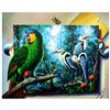 Image 1 : Ferjo "Tropical Birds" Original Oil Painting on Canvas