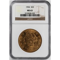 1904 $20 Liberty Head Double Eagle Gold Coin NGC MS63