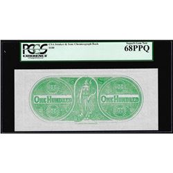 $100 Chemicograph Back Confederate Currency Note PCGS Superb Gem New 68PPQ